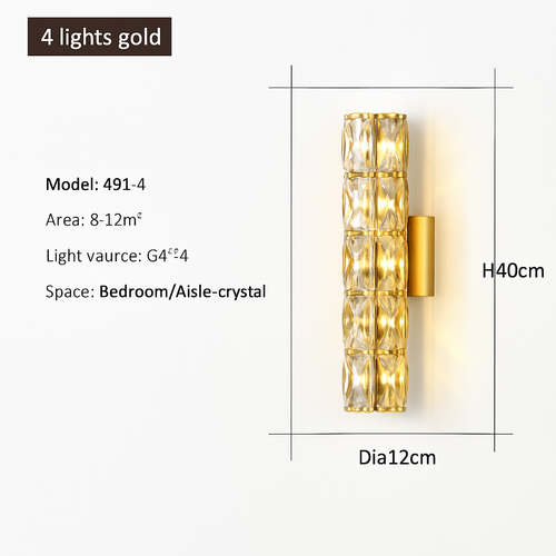applique murale led moderne en cristal k9 de luxe décorative - vue 14 sur 19
