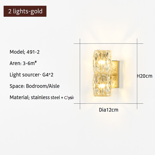 applique murale led moderne en cristal k9 de luxe décorative - vue 16 sur 19