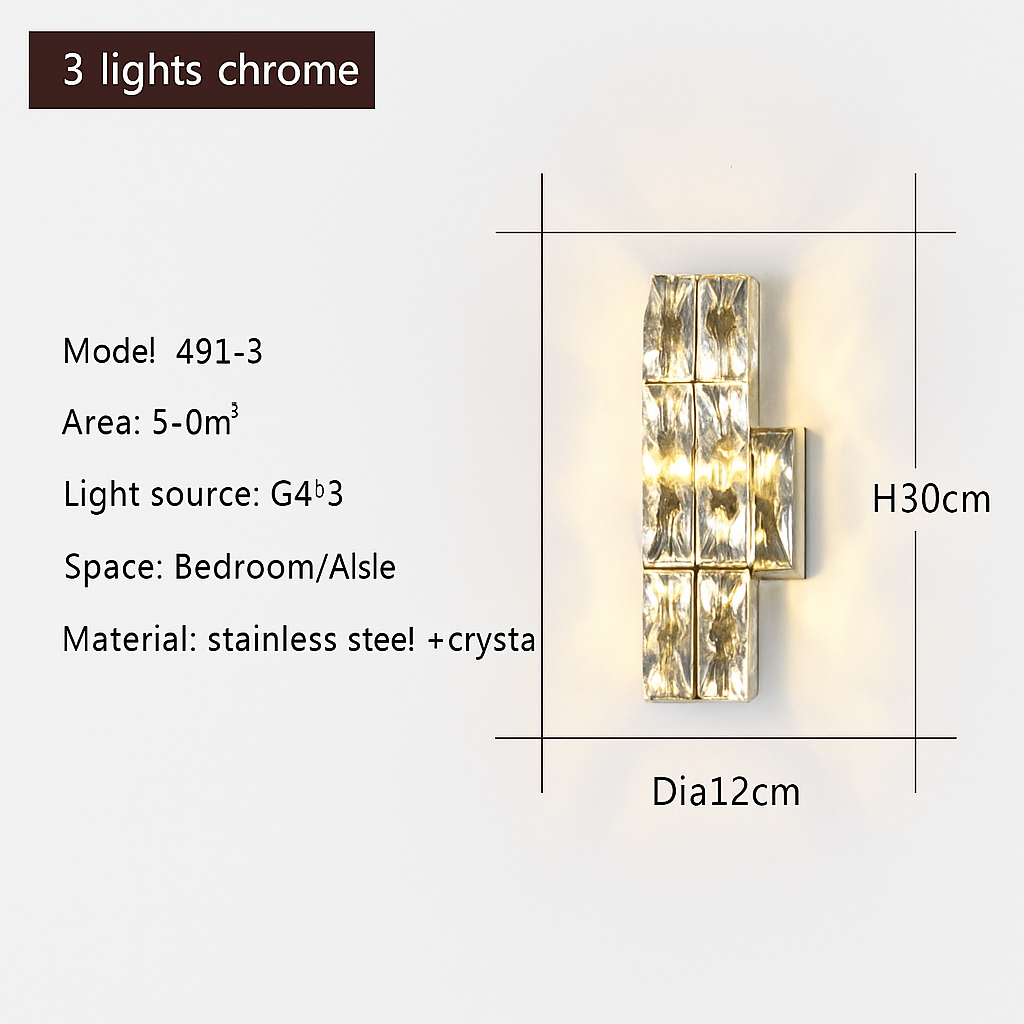 applique murale led moderne en cristal k9 de luxe décorative - vue 18 sur 19