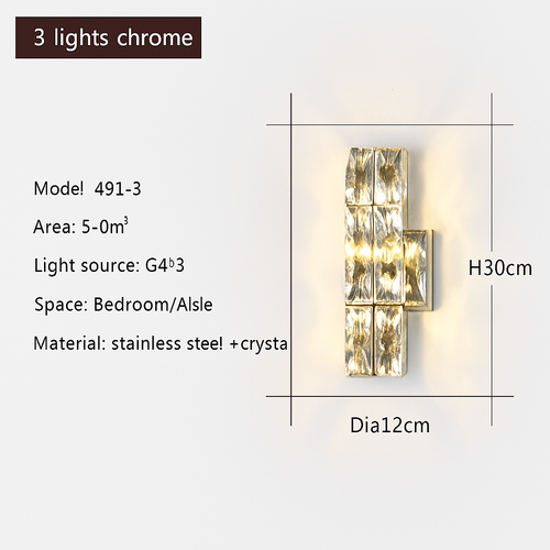 applique murale led moderne en cristal k9 de luxe décorative - vue 19 sur 19