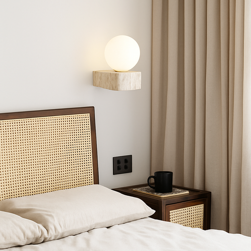 applique murale led moderne en verre avec pierre naturelle - vue 3 sur 7