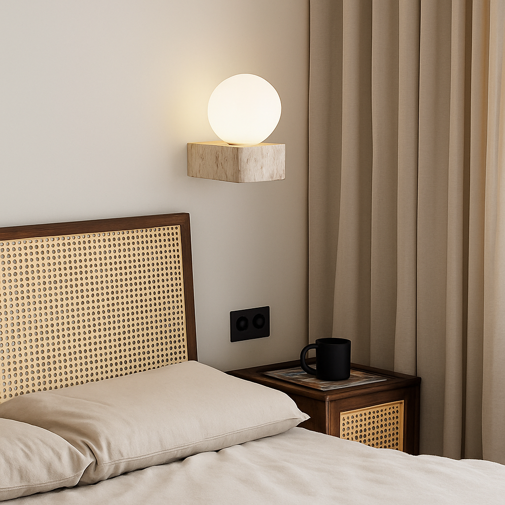applique murale led moderne en verre avec pierre naturelle - vue 2 sur 7
