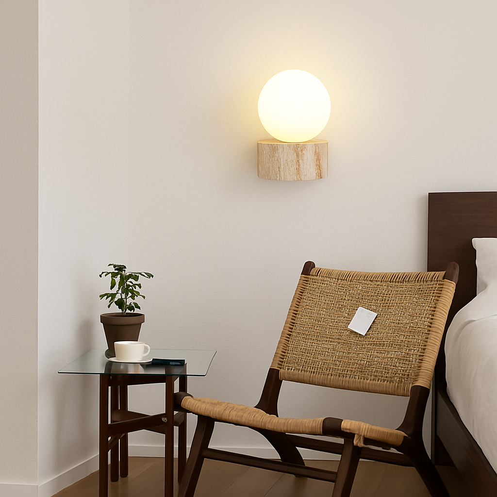 applique murale led moderne en verre avec pierre naturelle - vue 3 sur 7