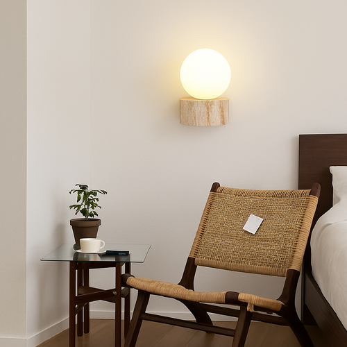 applique murale led moderne en verre avec pierre naturelle - vue 4 sur 7