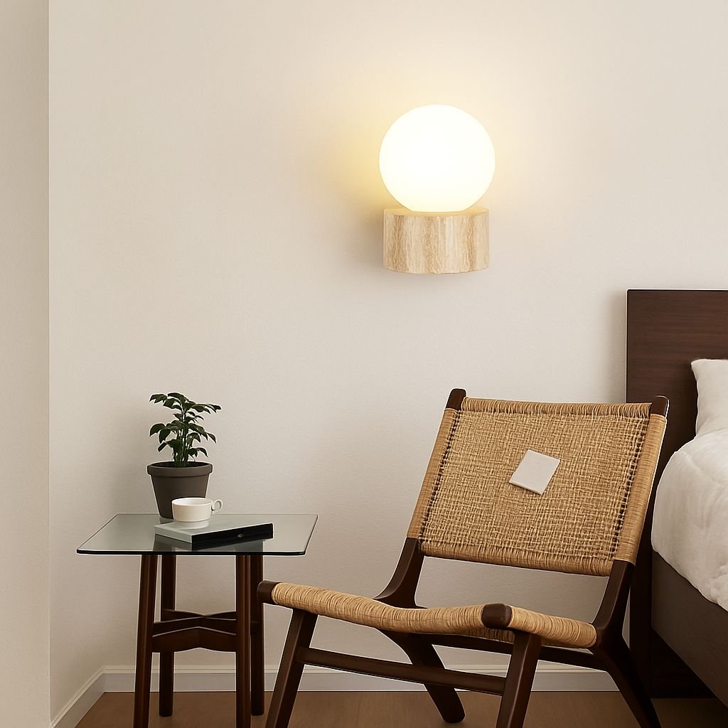 applique murale led moderne en verre avec pierre naturelle - vue 3 sur 7
