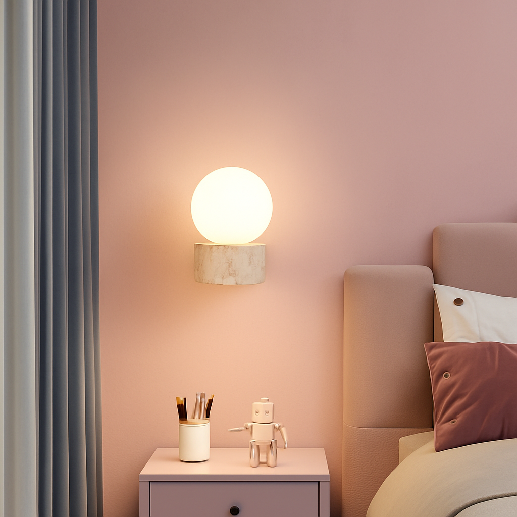 applique murale led moderne en verre avec pierre naturelle - vue 4 sur 7