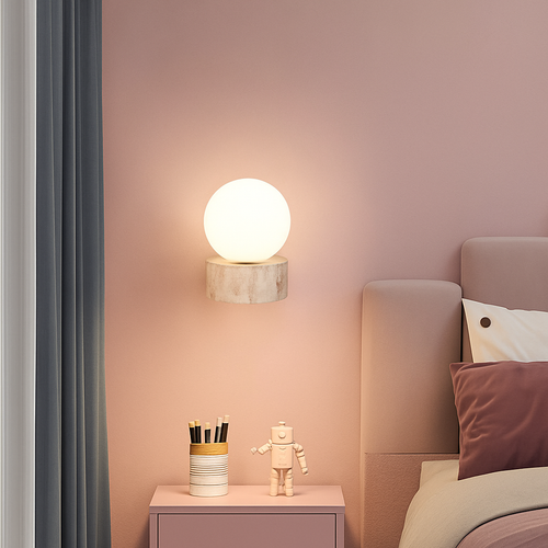 applique murale led moderne en verre avec pierre naturelle - vue 5 sur 7