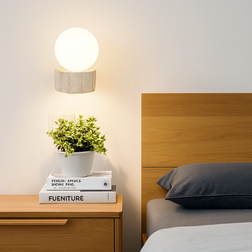 applique murale led moderne en verre avec pierre naturelle - vue 6 sur 7