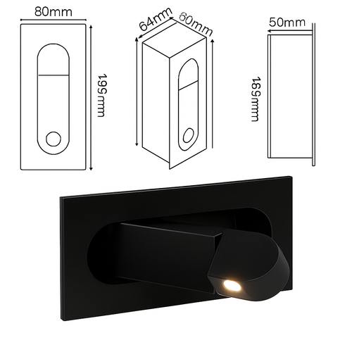 applique murale led moderne pliable pour lecture ajustable - vue 4 sur 17