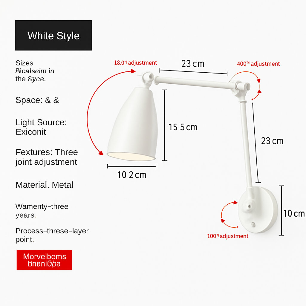 applique murale led moderne réglable pour décoration intérieure - vue 6 sur 9
