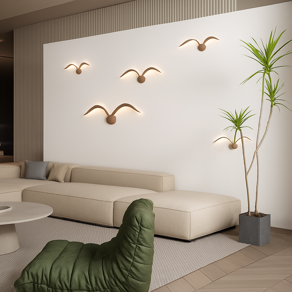 applique murale led modernes en forme de mouette en acrylique - vue 3 sur 8