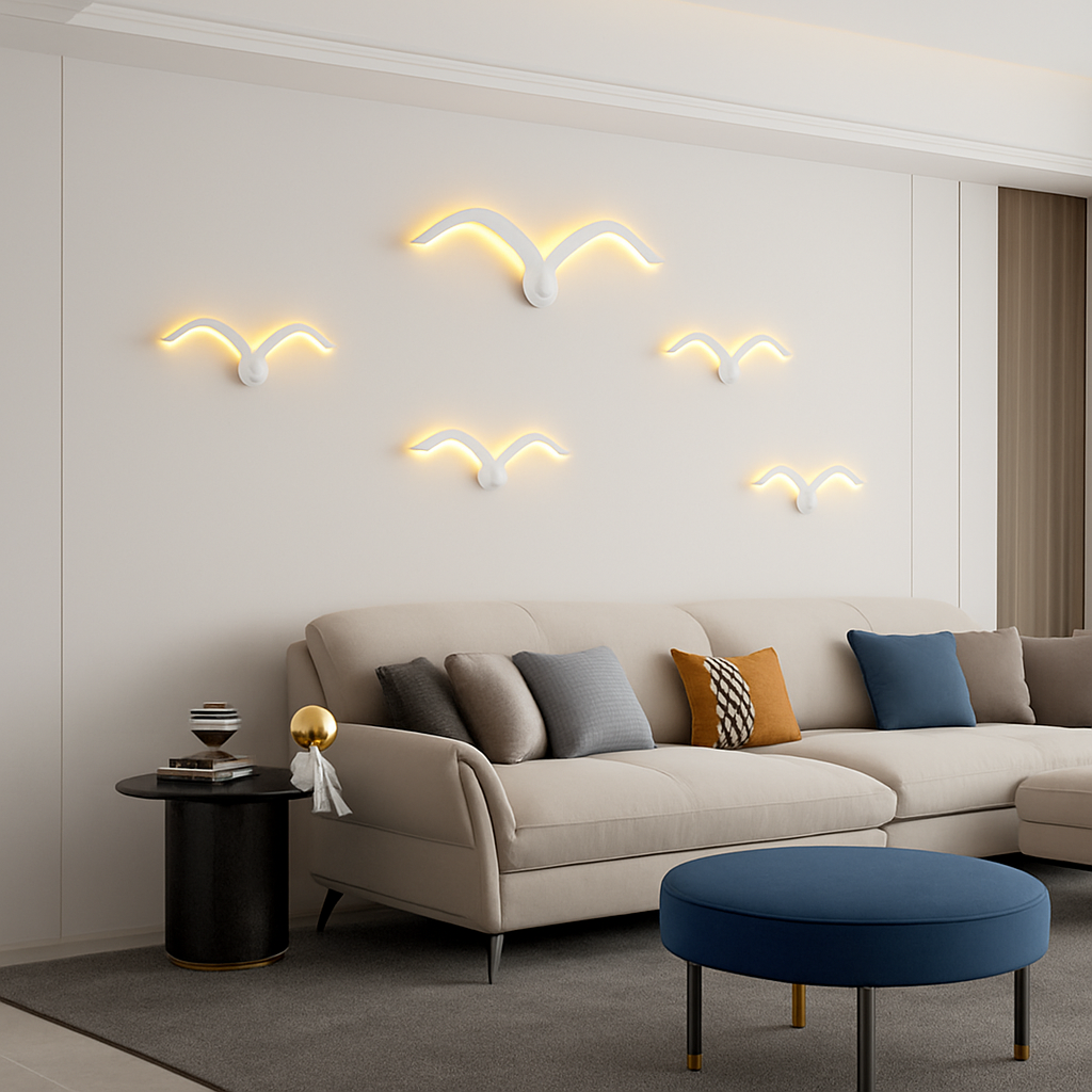 applique murale led modernes en forme de mouette en acrylique - vue 4 sur 8
