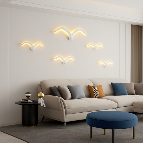 applique murale led modernes en forme de mouette en acrylique - vue 5 sur 8