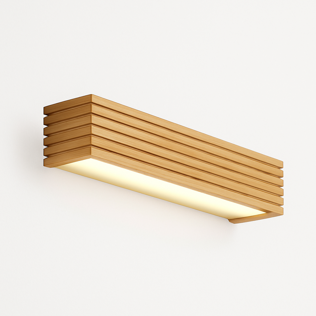 Applique murale LED rectangulaire en bois taillé Japan - vue 8 sur 8