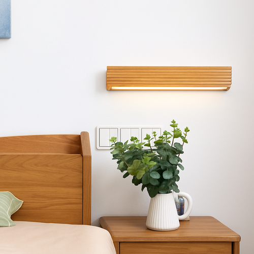 Applique murale LED rectangulaire en bois taillé Japan - vue 2 sur 8