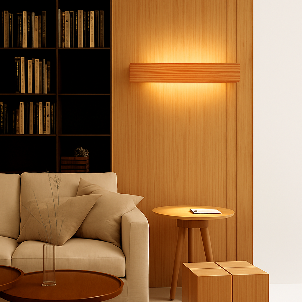 Applique murale LED rectangulaire en bois taillé Japan - vue 4 sur 8