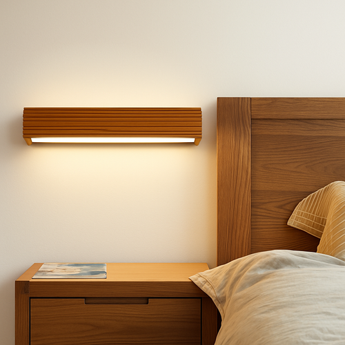 Applique murale LED rectangulaire en bois taillé Japan - vue 5 sur 8