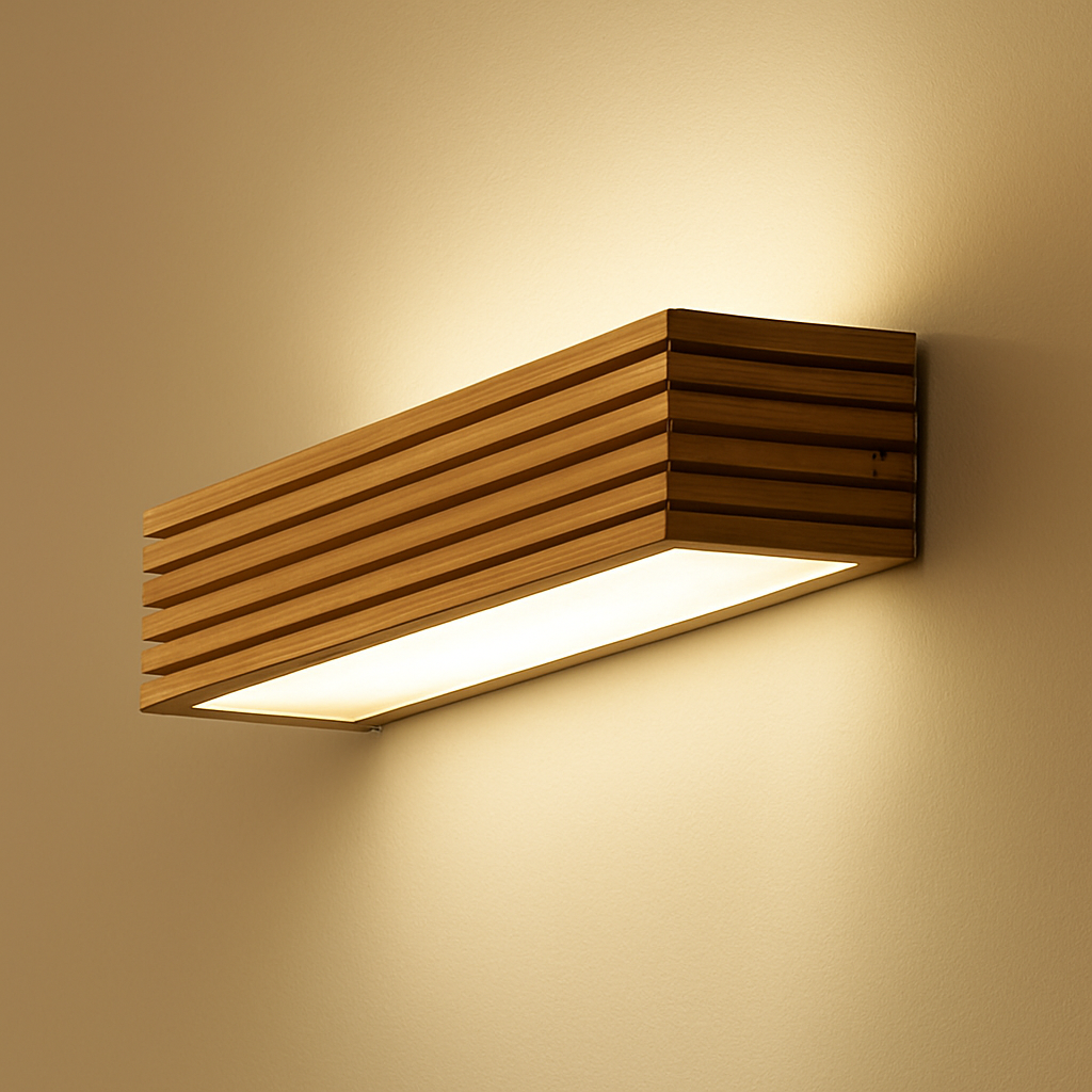 Applique murale LED rectangulaire en bois taillé Japan - vue 6 sur 8