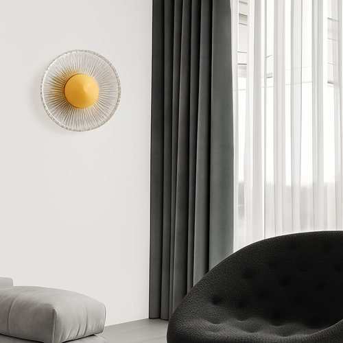 applique murale led ronde en acrylique et laiton doré 3 variables - vue 5 sur 7