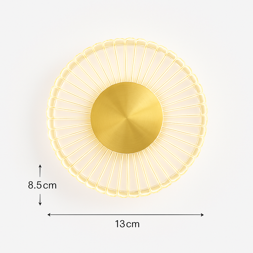 applique murale led ronde en acrylique et laiton doré 3 variables