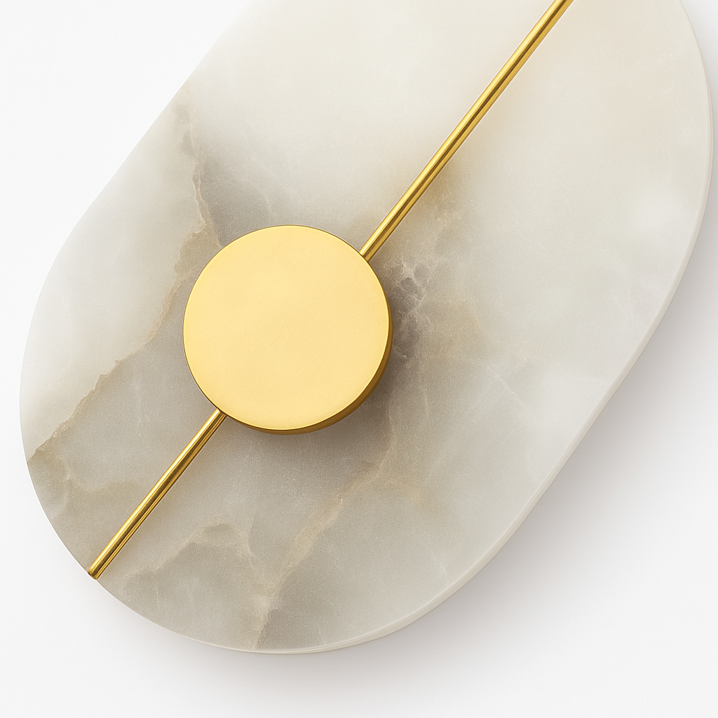 Applique murale LED ronde en marbre et cuivre doré - vue 4 sur 10