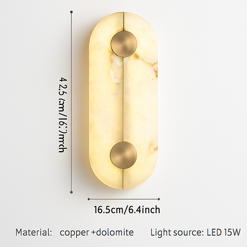 Applique murale LED ronde en marbre et cuivre doré - vue 7 sur 7