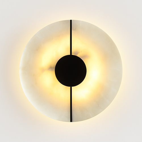 Applique murale LED ronde en marbre et cuivre doré - vue 8 sur 10