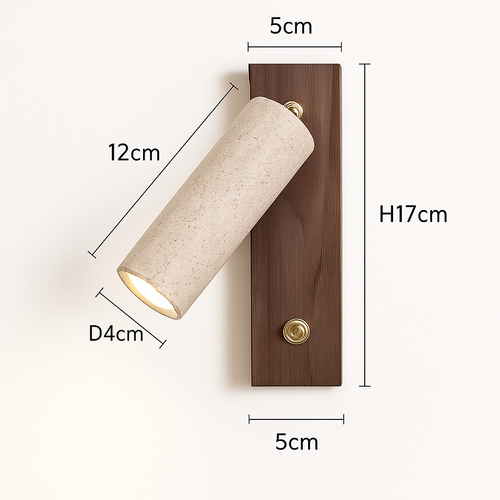 Applique murale led rotative avec interrupteur en bois wabi-sabi - vue 8 sur 7