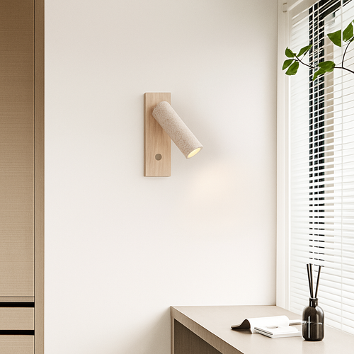 Applique murale led rotative lecture étude wabi-sabi bois noyer - vue 4 sur 7