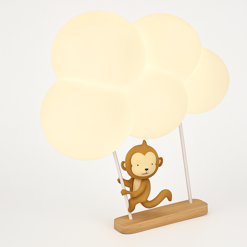 applique murale led singe lapin nuage pour enfants - vue 2 sur 13