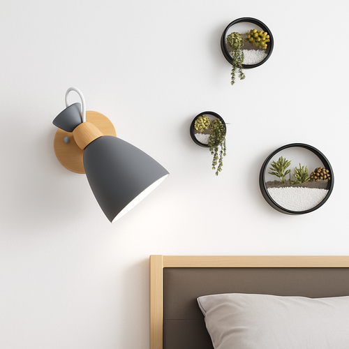 applique murale led style nordique en bois moderne - vue 6 sur 9