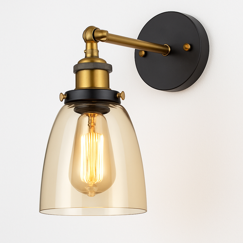 Applique murale LED vintage rustique en verre et doré - vue 8 sur 9
