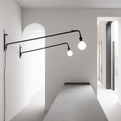 applique murale minimaliste rotative à bras long avec interrupteur - vue 3 sur 7