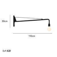 applique murale minimaliste rotative à bras long avec interrupteur