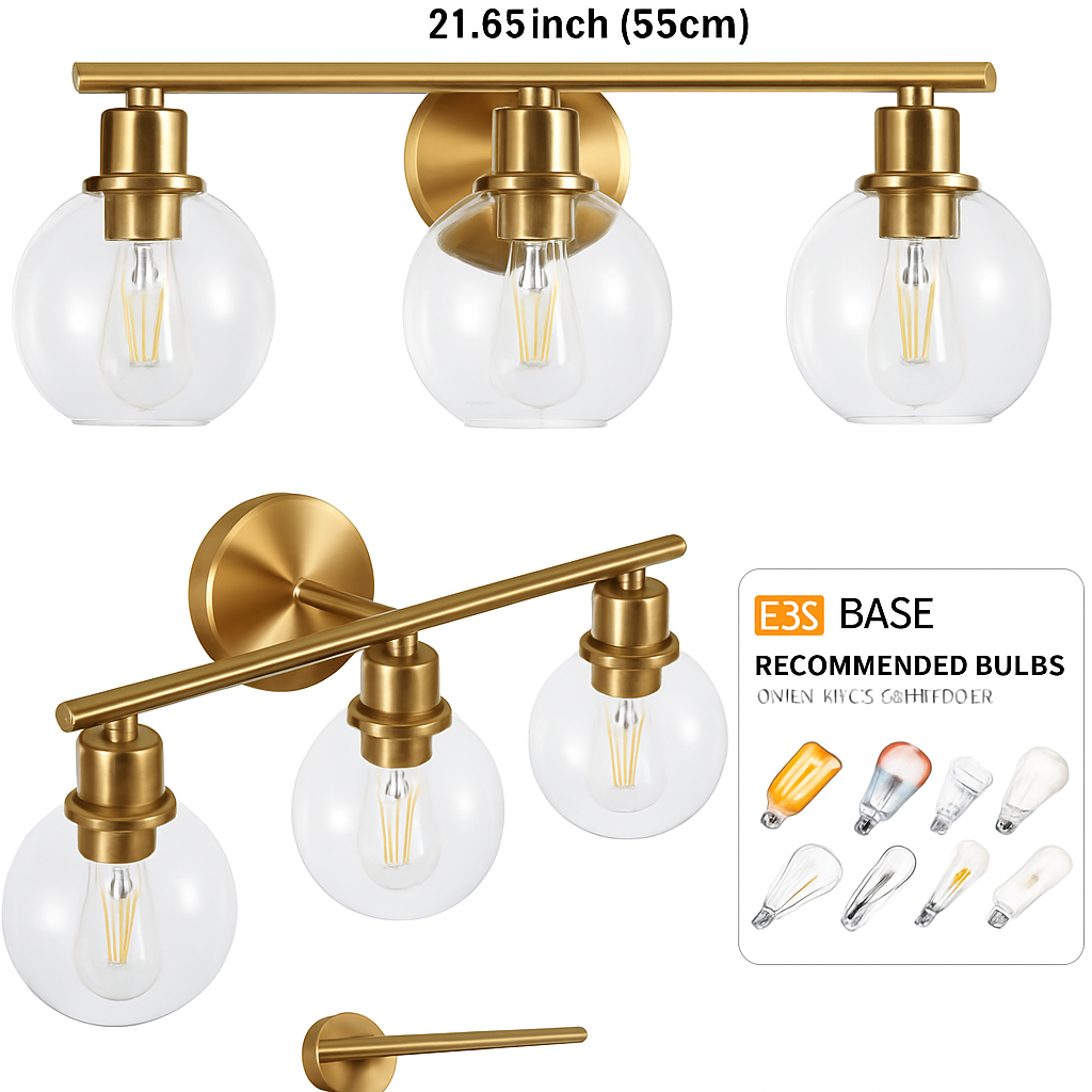 applique murale miroir salle de bains luminaires industrielle vanité luminaire avec abat-jour en verre - vue 11 sur 15