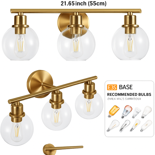 applique murale miroir salle de bains luminaires industrielle vanité luminaire avec abat-jour en verre - vue 12 sur 15