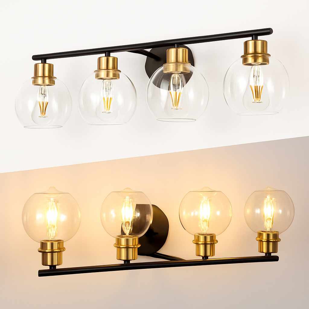 applique murale miroir salle de bains luminaires industrielle vanité luminaire avec abat-jour en verre - vue 4 sur 15