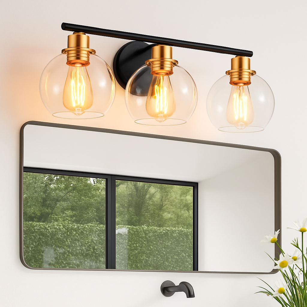 applique murale miroir salle de bains luminaires industrielle vanité luminaire avec abat-jour en verre - vue 6 sur 15