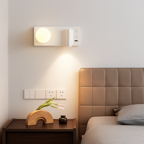 applique murale moderne avec double interrupteur et port usb - vue 7 sur 10