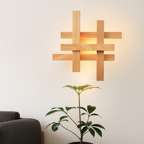 applique murale moderne en bois avec éclairage led artistique - vue 4 sur 13
