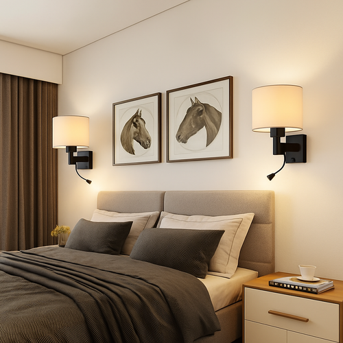 applique murale moderne en tissu avec led américaine européenne - vue 6 sur 10