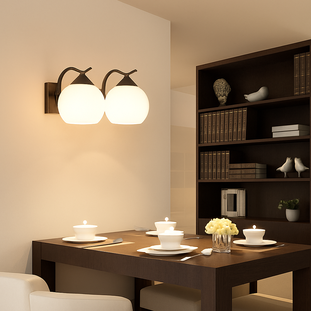 applique murale moderne en verre boule led décorative - vue 3 sur 7