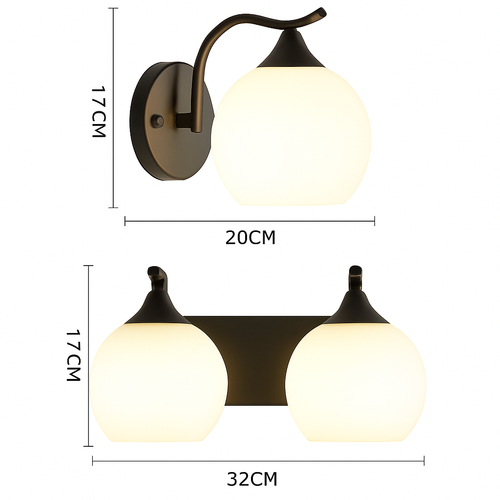 applique murale moderne en verre boule led décorative - vue 7 sur 7
