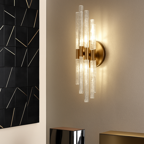 applique murale moderne en verre luminaire intérieur décoratif métal doré - vue 3 sur 8