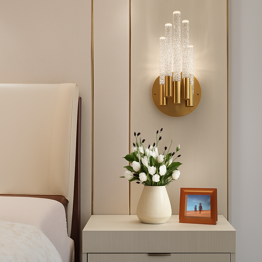 applique murale moderne en verre luminaire intérieur décoratif métal doré - vue 3 sur 8