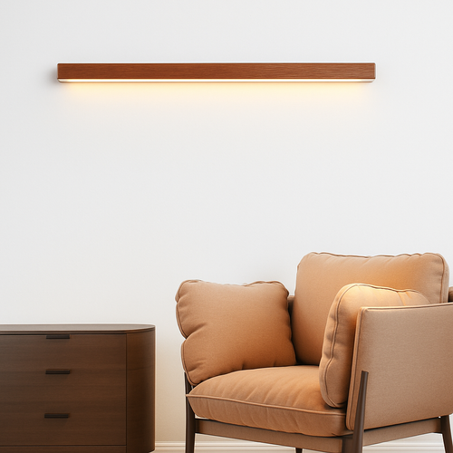Applique murale moderne LED allongée en bois style Nordic - vue 3 sur 7