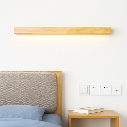 Applique murale moderne LED allongée en bois style Nordic - vue 4 sur 7