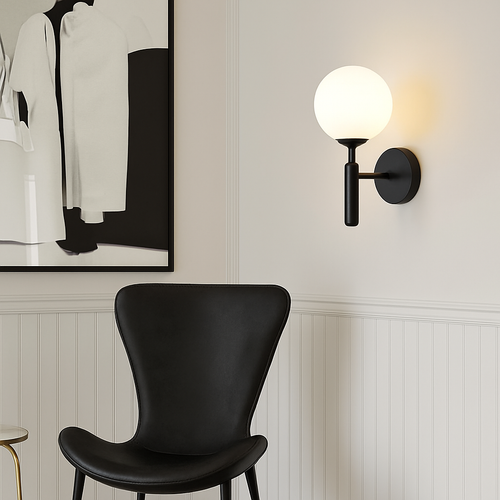 Applique murale moderne LED avec boule en verre et support cylindrique Sconce - vue 3 sur 8
