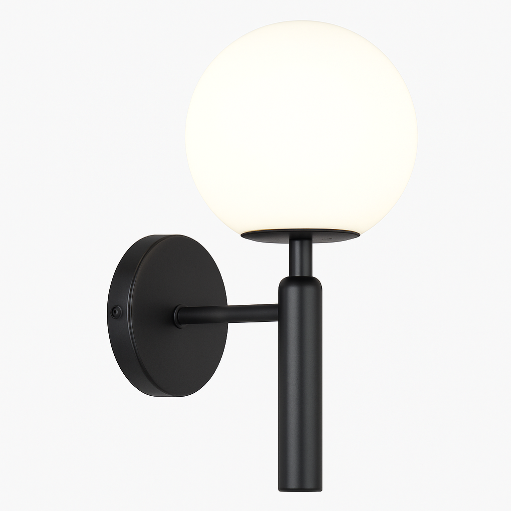 Applique murale moderne LED avec boule en verre et support cylindrique Sconce - vue 3 sur 8