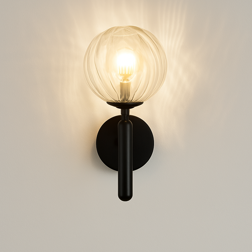 Applique murale moderne LED avec boule en verre et support cylindrique Sconce - vue 5 sur 8